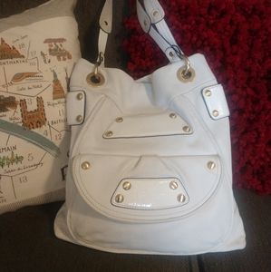 B makowski white leather purse